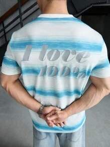 ESTAVOR 男士休闲针织条纹T恤，适合夏季 - 彩色 - 查看 3