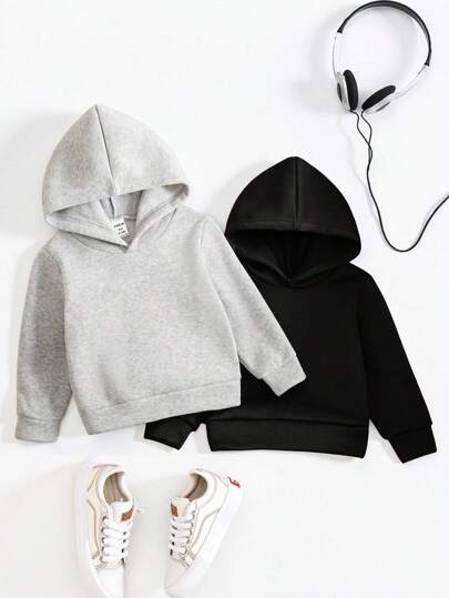 SHEIN Playful Pals 男婴两件套百搭休闲套头卫衣，适合户外活动、秋冬季穿着