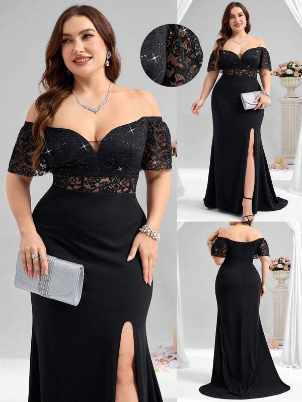 Coutiva Vestido formal de fiesta de talla grande (trabajo pesado)