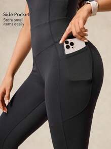 OutZeal 收腹吸汗可调节肩带可拆卸护垫喇叭形连体衣健身房瑜伽工作室 - 黑色 - 查看 5