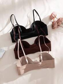 SHEIN 3 件套 - 多色阳台马克杯罩杯前扣聚拢文胸，可变换肩带 - 彩色 - 查看 6