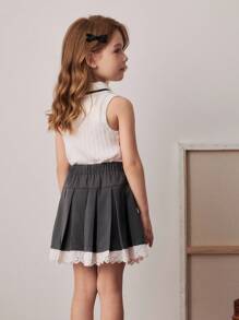 PrepCrw 少女学院风蝴蝶结百褶迷你裙 - 彩色 - 查看 2