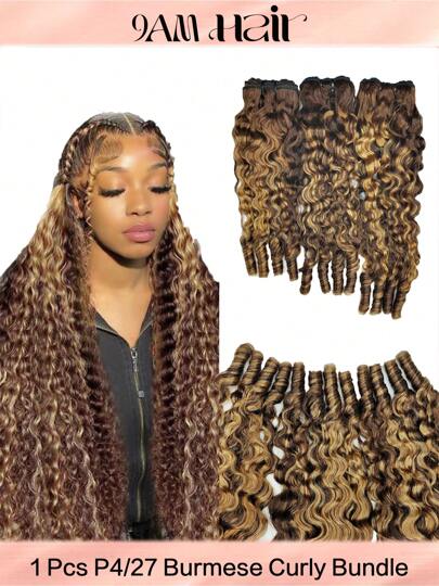 1 paquete de 27/4P cabello humano rizado birmano en rizo de pixie, cabello humano rizado birmano con puntas en espiral, extensiones de cabello humano rizado, sin procesar, de alta calidad para mujeres, de 14 a 26 pulgadas