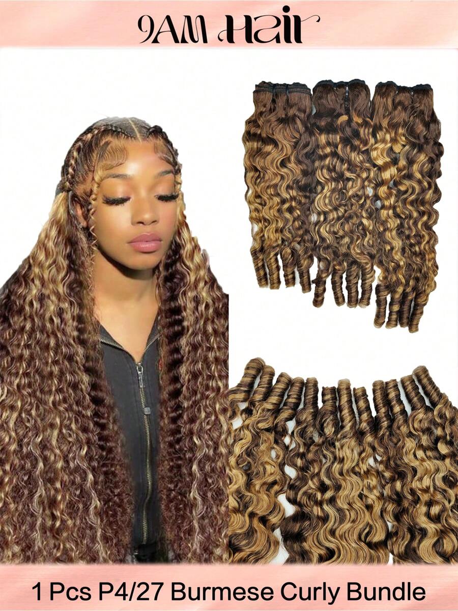 1 paquete de 27/4P cabello humano rizado birmano en rizo de pixie, cabello humano rizado birmano con puntas en espiral, extensiones de cabello humano rizado, sin procesar, de alta calidad para mujeres, de 14 a 26 pulgadas