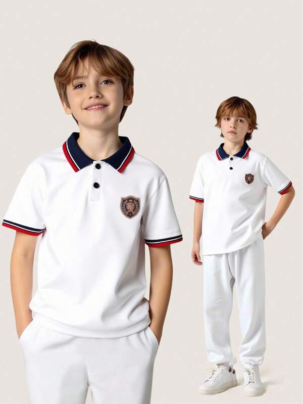 Camisa polo de manga corta con cuello medio abierto, estilo deportivo casual con bordado de caballo pequeño, diseño cómodo y versátil, adecuado para salidas, escuela, vacaciones, reuniones, hogar, primavera, verano, escapadas, vacaciones, viajes, relajación, tomar el sol. Temporada 2025 de regreso a la escuela, atuendos universitarios y ropa deportiva para el campus.