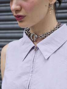 COUREZ 无袖拉链高科技上衣/女士夏季服装夏季上衣 Y2K 街头服饰可爱复古