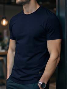 Manfinity Homme 夏季大码男士休闲纯色圆领短袖T恤