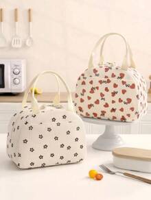 1PC Corduroy Lunch Bag, Large Capacity Insulated Lunch Bag, Soft Reusable Material, Portable Lunch Bags With Top Double Handles And Zipper, Multifunctional Insulated Lunch Box Bag,Lunch Box Bag For Men And Women, School Lunch Box, Picnic Bag For Bento Box, Ideal For School, Work, Camping, Office, Fall And Winter Home Decor, - Multicolor - View 6