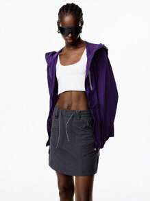 LYSMO Chaqueta ligera de mujer con bloqueo de color, cordón y parches - Nuevas prendas de otoño e invierno 2025 para mujeres - Morado - Ver 4