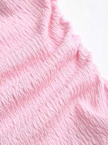 Sweetra Y2K Sexy Crinkle Material Ruched Bandeau Dress - Pink - View 6
