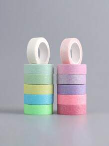 12 Rolos/Caixa, Fita Washi de Papel Colorida e de Cor de Doce, Design Criativo Tiras de Papel Decorativo DIY, Uma Variedade de Cores que Podem Ser Combinadas Arbitrariamente, Usada para Scrapbooking, Revistas, Decoração de Diário, Decoração Única para Embrulho de Presente