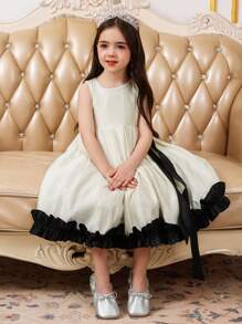 Dazy Kids Girls Sleeveless Round Neck Dress Summer - Black and White - View 3
