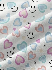 PopScrub Einfaches, lässiges Scrub-Uniform-Oberteil mit Herz- und Lächelgesicht-Muster