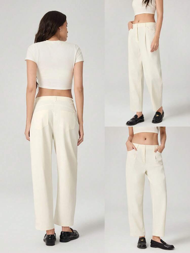 Water-Repellent Stretchy Mid-Rise Elastic Waist Barrel-Leg Pants With Side Pockets Back Pocket Hiking Training Outdoor Daily Casual Wear