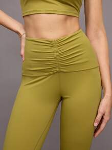 Activina Legging Wanita Warna Polos dengan Pinggang Berkerut - Kuning - View 5