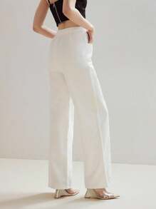 MOTF PREMIUM 女式定位蕾丝边仿珍珠优雅休闲白色牛仔裤