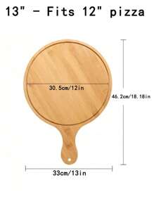 1pc 6-13 Inch Bamboo Wood Pizza Peel Paddle, Circular Baking Tray, Food Serving Platter For Pizza, Bread, Steak, Fruit, Cheese, Pizza/Fruit Cutting Board, Pancake Tray, Baking Kitchen Utensil, Back To School Supplies