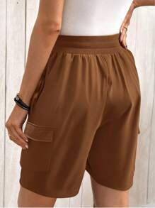 SHEIN LUNE Women's Utility Casual Shorts, Thin A-Line Loose Wide Leg Shorts