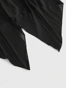 ROMWE Goth Gothic Style Lace Splice Metal Decor Women Asymmetrical Hem Mesh Racerback Tank Top