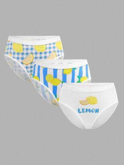 Tween Girl 柠檬印花无缝内裤套装