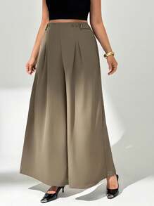 Auralis Plus Size Women's Spring And Summer Fashion Elegant Loose And Comfortable Daily Khaki Wide-Leg Pants Culottes,Work Pants,Office Outfits For Women,Women Bottom,Old Money Style,Teacher Outfits For Women,Baggy Pants,Office Wear Women,Business Casual Women,Fall Pants
