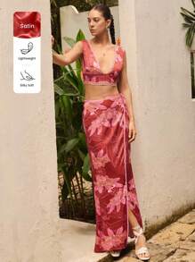 Sunsella 印花系带腰优雅现代长裙夏季女士度假海滩度假装度假老款 - 彩色 - 查看 8