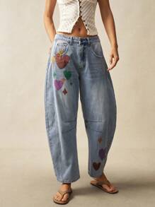 Bohemela 女士牛仔波西米亚风格哈伦裤，适合夏季复活节 - 淺藍色 - 查看 4