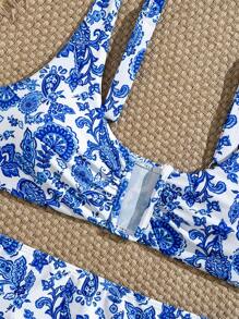 Swim Chiccia Traje de baño de 2 piezas para mujer con soporte de aro en U, nuevo, para vacaciones en la playa en verano - Azul y blanco - Ver 4