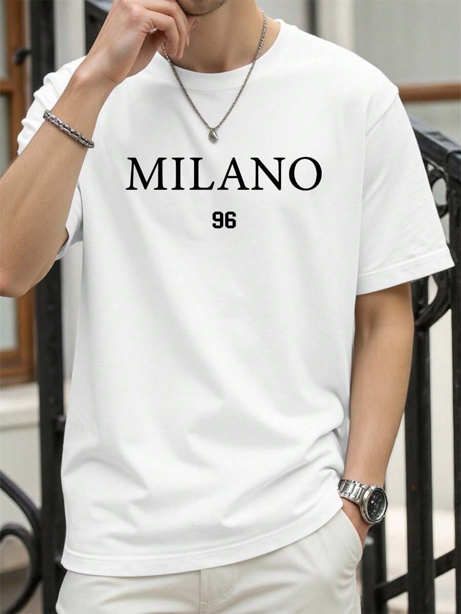NEOREFINED Men's Oversized Drop Shoulder T-Shirt With Letter Print - White - View 1