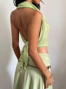 SHEIN EZwear Women's Solid Color Versatile Wrap / Shawl - Green - View 2