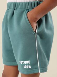 SUMWON Conjunto de camiseta y pantalón corto con cordón para niños, conjunto informal de dos piezas, ropa de playa, ropa urbana para vacaciones y viajes