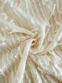 EMERY ROSE Women Loose Fit Solid Color Round Neck Fringe Long Sleeve Blouse Fall Cloth For Women - Apricot - View 7