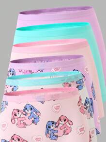 SHEIN 6pcs Girls Cute Mischievous Cheerful Rabbit Print 100% Cotton Brief Underwear, Toddler Girl Boxers Set Cute Underwear Backto SchoolFashion Fall Winter - Multicolor - View 5