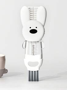 SHEIN 1 pièce Brosse à trois en un pour couvercle de lapin ; Brosse pour bouteille d'eau ; Brosse de nettoyage d'espaces ; Brosse de nettoyage de bouteille ; Un cadeau du ciel pour le nettoyage du lait