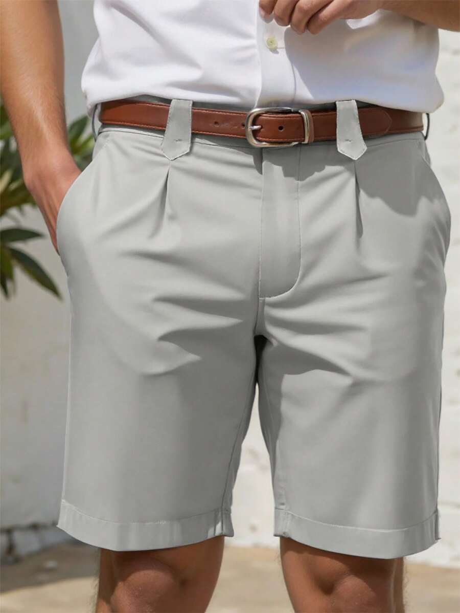 Manfinity Mode Manfinity Men Solid Slant Pocket Shorts - Light Grey - View 1