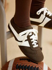 CUCCOO EASI Brown Suede Flat Women's Casual Sneakers - Coffee Brown - View 4