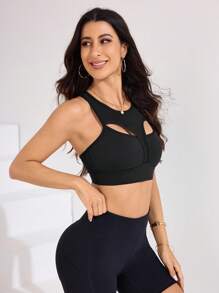 SHEIN Sports 女士全新多功能户外运动跑步健身运动文胸 - 黑色 - 查看 5