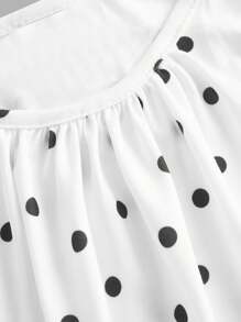 SHEIN EZwear 3 pièces Ensemble femme Débardeur à bretelles réglables avec motifs pois plissés, Coupe ample, Adapté pour le printemps/été