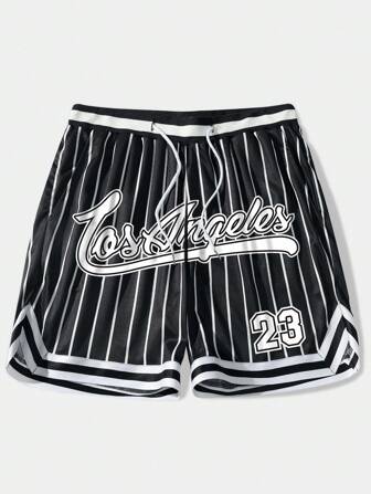 Street Life Women's Casual Geographic Location Print Black & White Patchwork Sports Shorts, Suitable For Spring/Summer