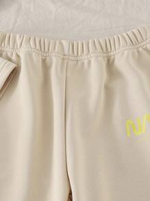 SHEIN Explorewe Casual Loose Fit Short Sleeve T-Shirt And Plain Straight Leg Pants Set For Tween Boys Summer 2025 Back To School Season Kids College Style And Campus Athleisure Boys 2 Piece Set Boys Summer Set Toddler Boy Summer Outfit Set - Apricot - View 8