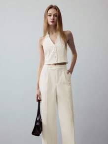 MOTF STUDIO PRESS CREASE SLANT POCKET PANTS - Apricot - View 4