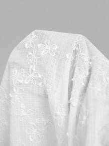 SHEIN MOD 女式松紧腰花卉刺绣百褶休闲裙 - 白色 - 查看 11