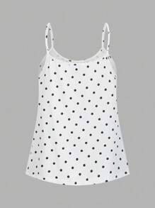 SHEIN EZwear 3 pièces Ensemble femme Débardeur à bretelles réglables avec motifs pois plissés, Coupe ample, Adapté pour le printemps/été