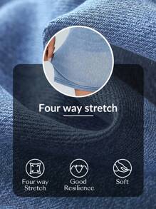 Flexra Shorts de mezclilla elástica de punto de tela suave de color azul claro casuales y de vacaciones para mujer de talla grande