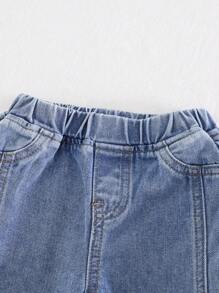 Cozy Pixies Baby Boy Side Pocket Elastic Waist Casual Carrot Pants, Versatile Baby Jeans Toddler Baggy Jeans Baby Denim Pants Baby Girl Jeans Baby Boy Denim Pants - Blue - View 5