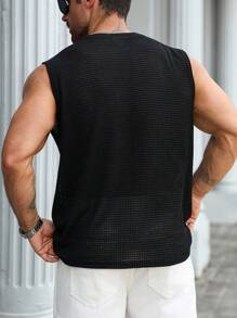 Manfinity Homme Plus Size Men's Summer Casual Solid Color Tank Top - Black - View 2