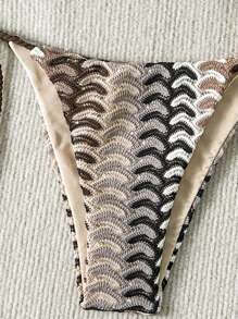 Swim Vcay Women All-Over Print Halter Twist Front Split Bikini Set For Summer Beach Vacation