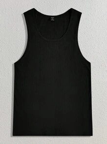 Manfinity VCAY paquete de 2 camisetas sin mangas de punto casual de unicolor, para hombres, para amigos