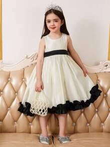 Dazy Kids Girls Sleeveless Round Neck Dress Summer - Black and White - View 7
