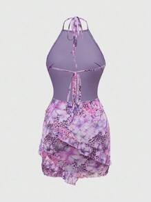 ROMWE Avant Váy họa tiết hoa báo Y2K Retro Vacation Beach Diva dành cho nữ - Nhiều màu - Xem 2